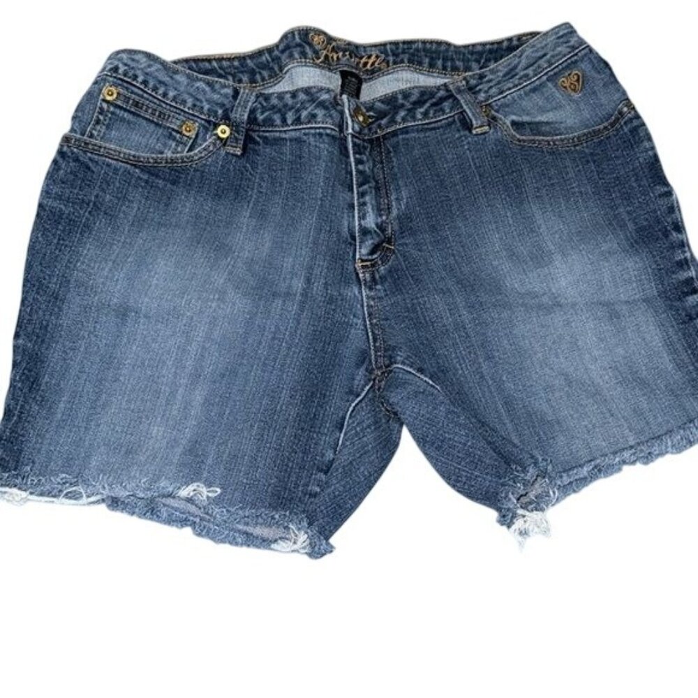 Anisette Blue Denim Women’s Shorts 15 REG Frayed Hem